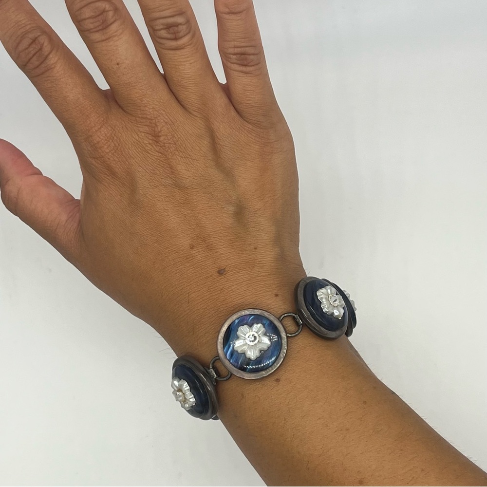 Vintage Blue Button Bracelet